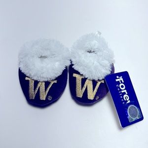 UW Huskies Purple and Gold Baby Slippers NWT Size Small 0-3M